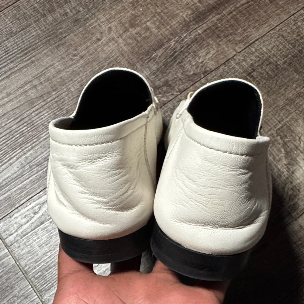 Gucci Brixton Horsebit White Leather Loafers with Gold Hardware - Picture 8 of 14